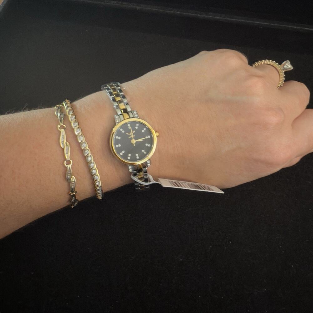 Invicta Angel I Women's Watch - 25mm, Gold, Steel w/Black Dial (69069) - NEW